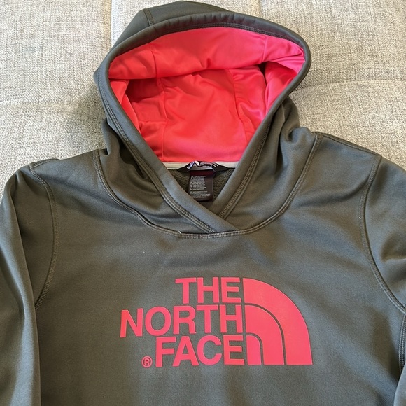 THE NORTH FACE WOMENS LARGE, GREEN,  AND PINK ACCENT,  HOODIE SWEATSHIRT - Picture 2 of 11